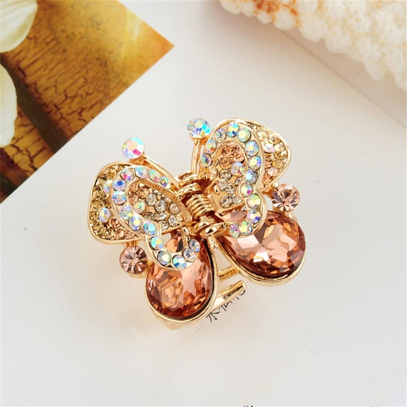 Ruihfas 4Pcs Fashion Hair Claw Clips Rhinestone Crystal Butterfly Bangs Jaw Clip Bow Hair Gripper for Girls Women 1.26x1.10 inch - Image 5